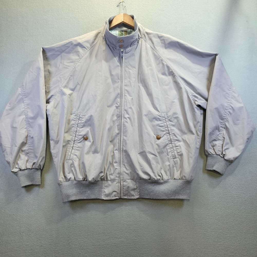Vintage Aureus Men's Gray Full‎ Zip Bomber Jacket Plaid Lining Size 2XL